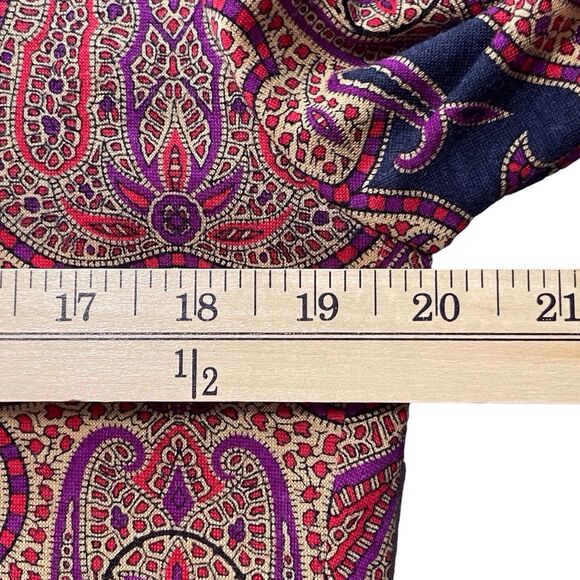 LUISA SPAGNOLI Wool Shift Dress Size 48 US 14 Long Sleeve Paisley Jewel Tones - Picture 13 of 16